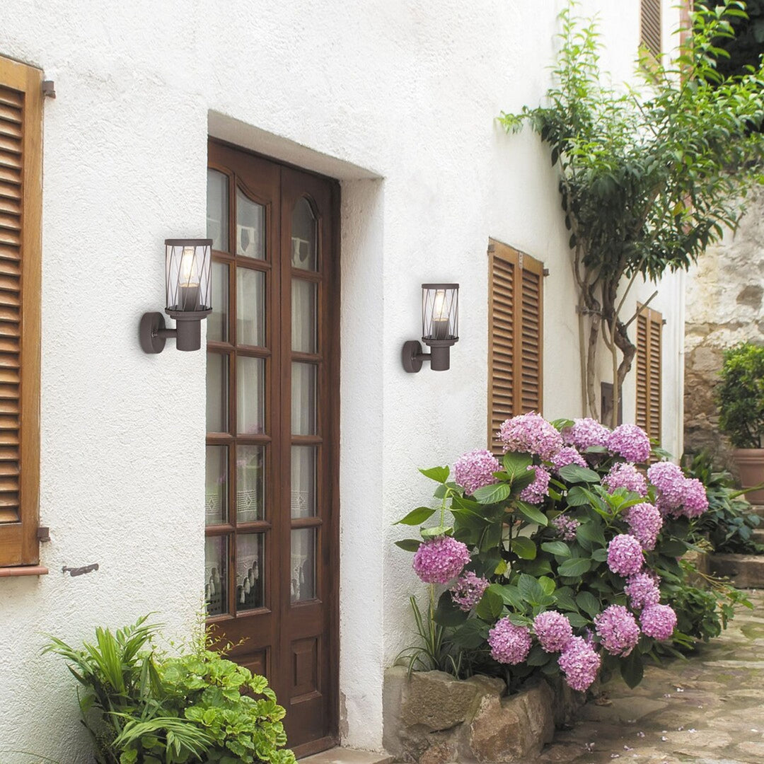 Rabalux Budapest Outdoor Wall Sconce, IP44, brown, E27 socket, max 40W, 8888, 2 pieces