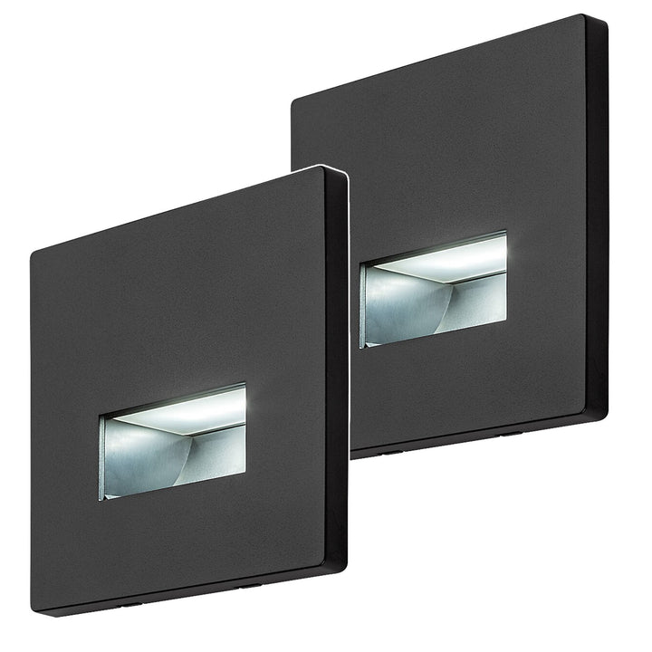 Lunca LED Lamp, 1W, IP20, Black, Adjustable Color Temperature: 3000, 4500, 6500 K, 77195, 2 pieces