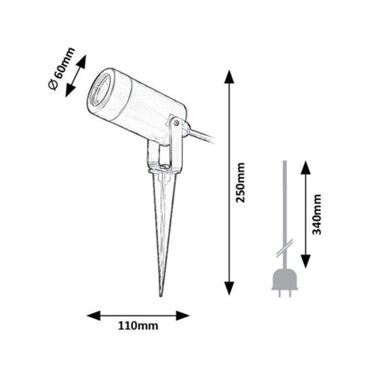 Rabalux Krobia Floor Lamp, IP65, black, GU10 base, max 4W, 7814, 4 pieces