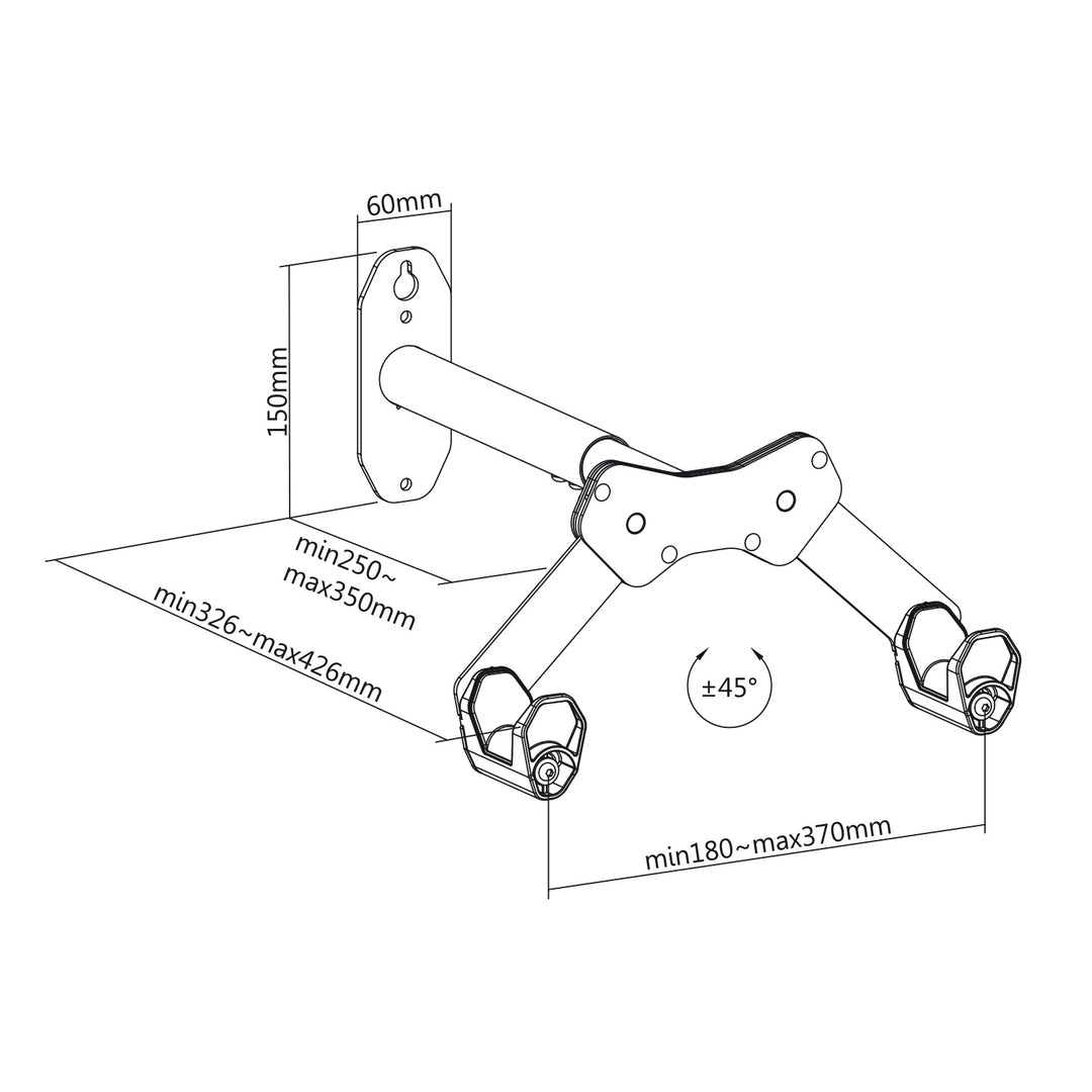 Maclean Wall-Mounted Bike Rack, 25 kg max, MC-457, 4 pieces