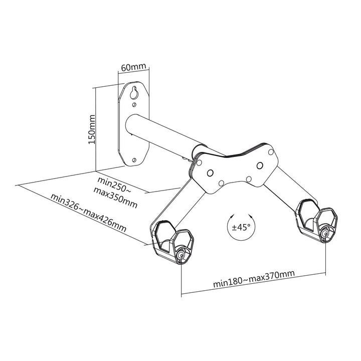 Maclean Wall-Mounted Bike Rack, 25 kg max, MC-457, 4 pieces