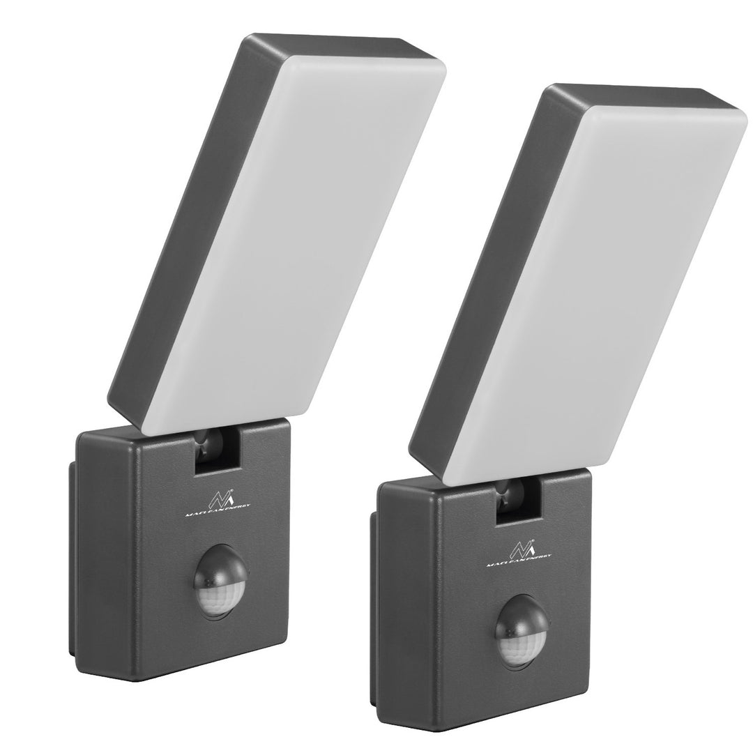 Maclean LED Light with Motion Sensor, PIR Motion Sensor, Gray, 10W, IP65, 800 lm, Neutral White (4000K) MCE516 GR, 2 pieces