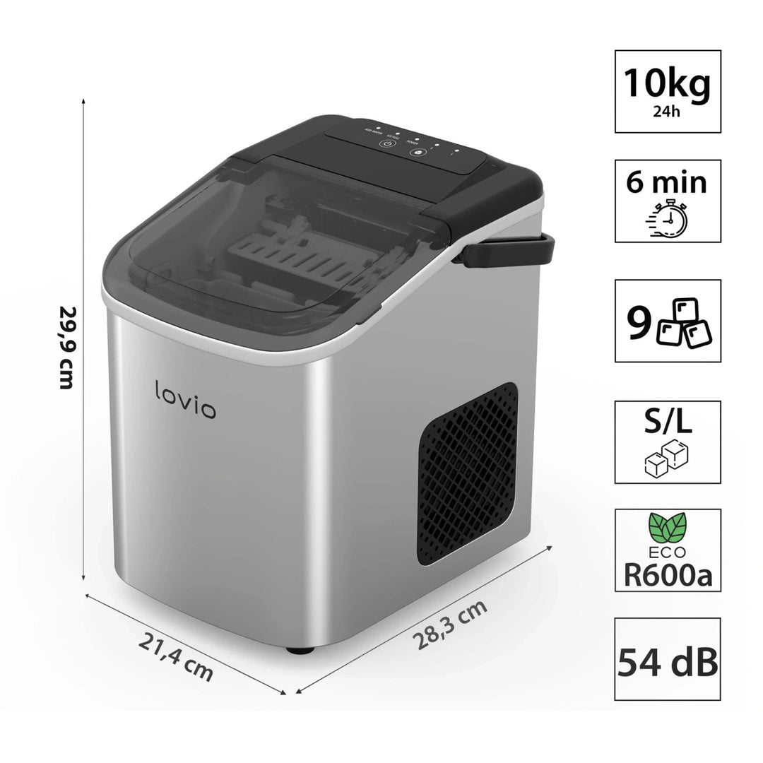 Lovio Crystal Ice Home Ice Maker, Stainless Steel, Silver, Express Ice