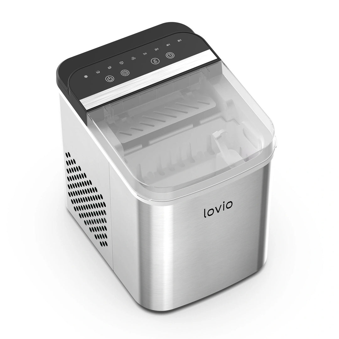 Lovio Crystal Ice Plus Home Ice Maker, Stainless Steel, Silver, Express Ice