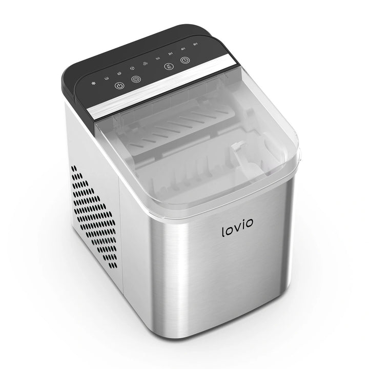 Lovio Crystal Ice Plus Home Ice Maker, Stainless Steel, Silver, Express Ice