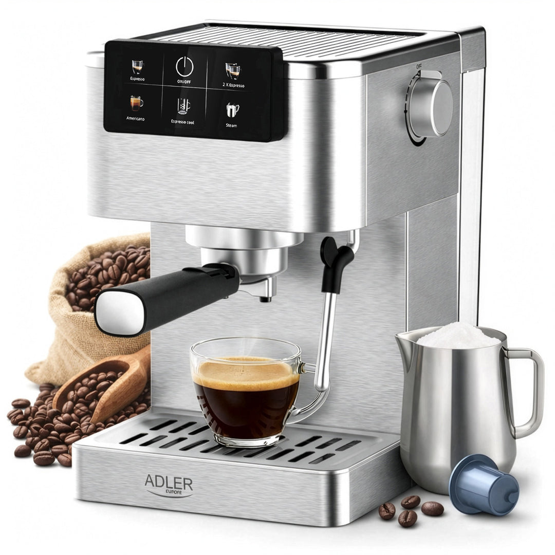 20-bar coffee machine, Thermoblock, milk frother, 5-in-1, Adler AD 4390