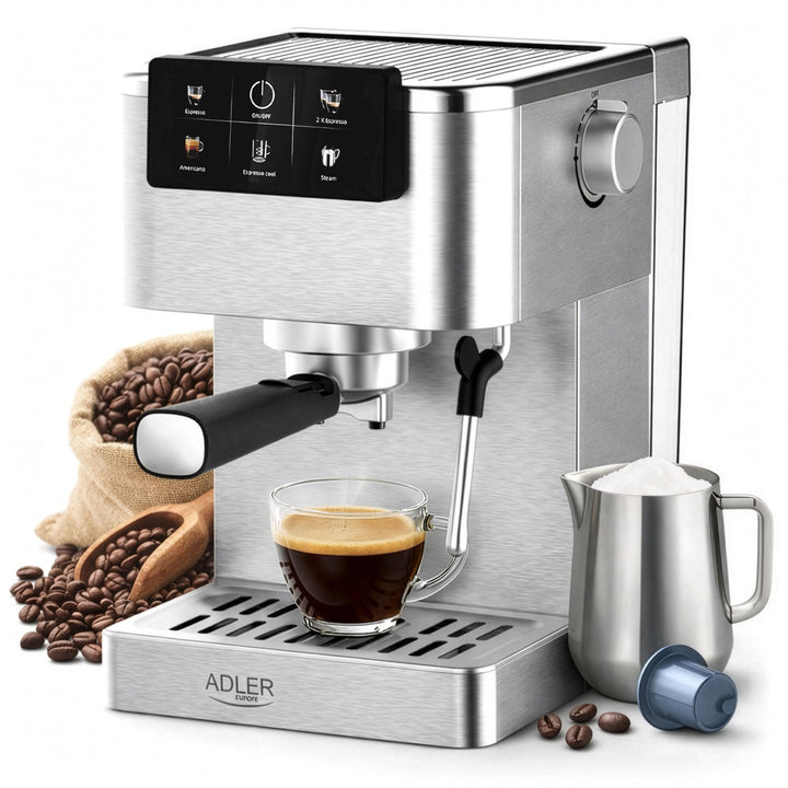 20-bar coffee machine, Thermoblock, milk frother, 5-in-1, Adler AD 4390