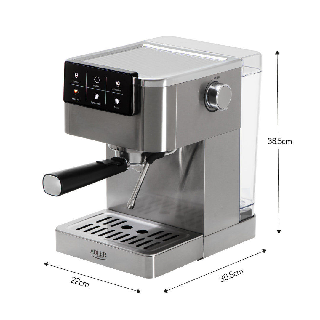 20-bar coffee machine, Thermoblock, milk frother, 5-in-1, Adler AD 4390
