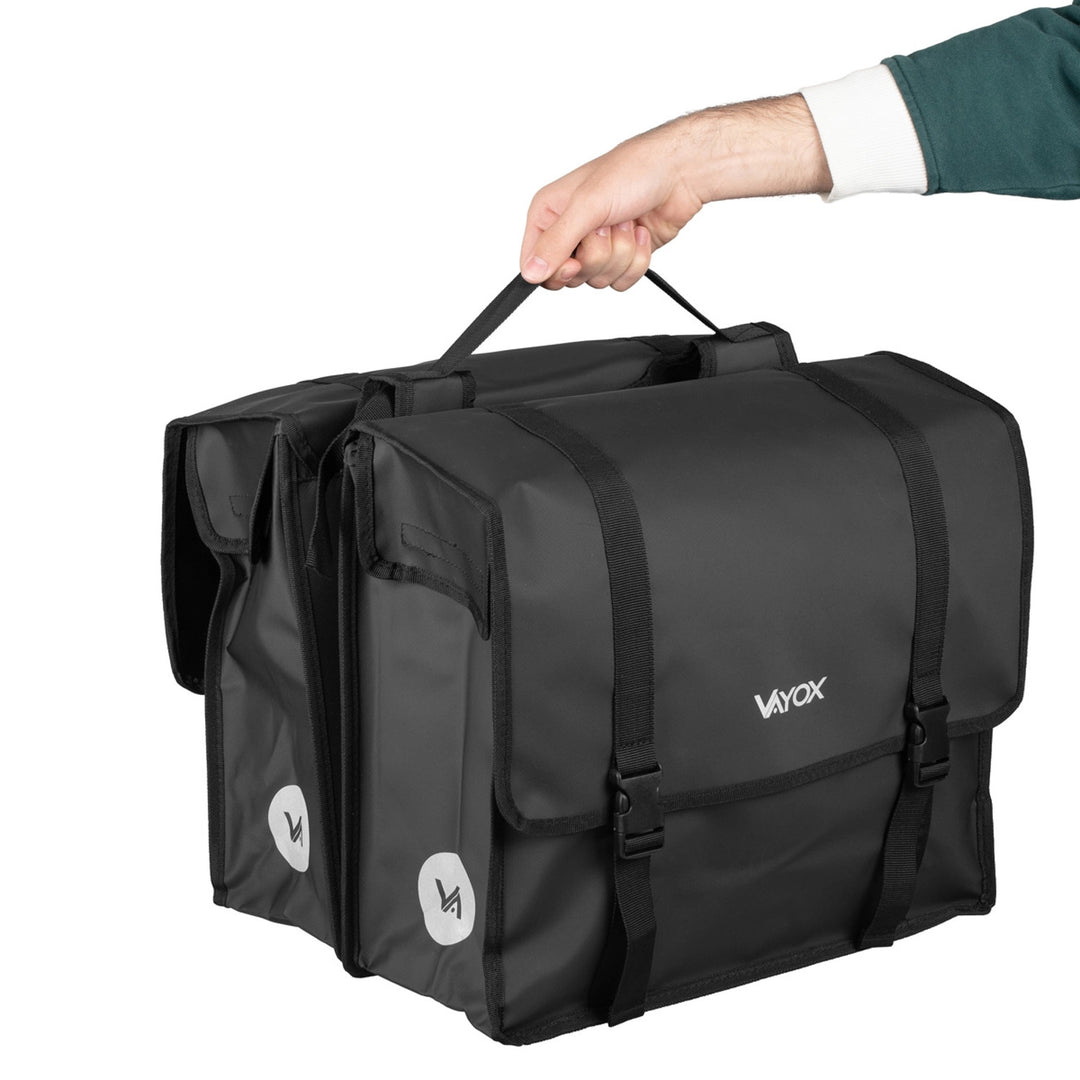 Double PVC Bike Rack Bag with Handle, Black, 40L, VA0446, Vayox