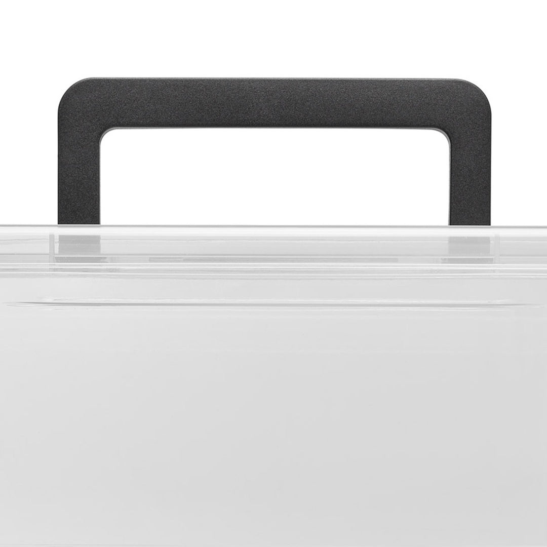 Moxom SimpleStore container, 40L capacity, transparent, snap-on lid, with casters, BPA-free, 04-0076