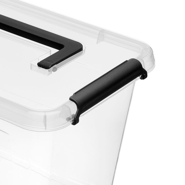 Moxom SimpleStore container, 40L capacity, transparent, snap-on lid, with casters, BPA-free, 04-0076