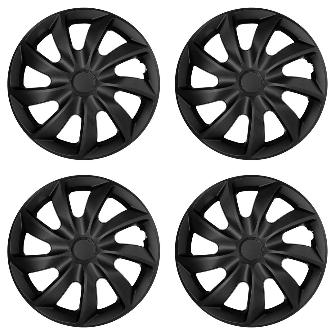 NRM Quad Universal 16'' Car Hubcaps, Matte Black, Set of 4