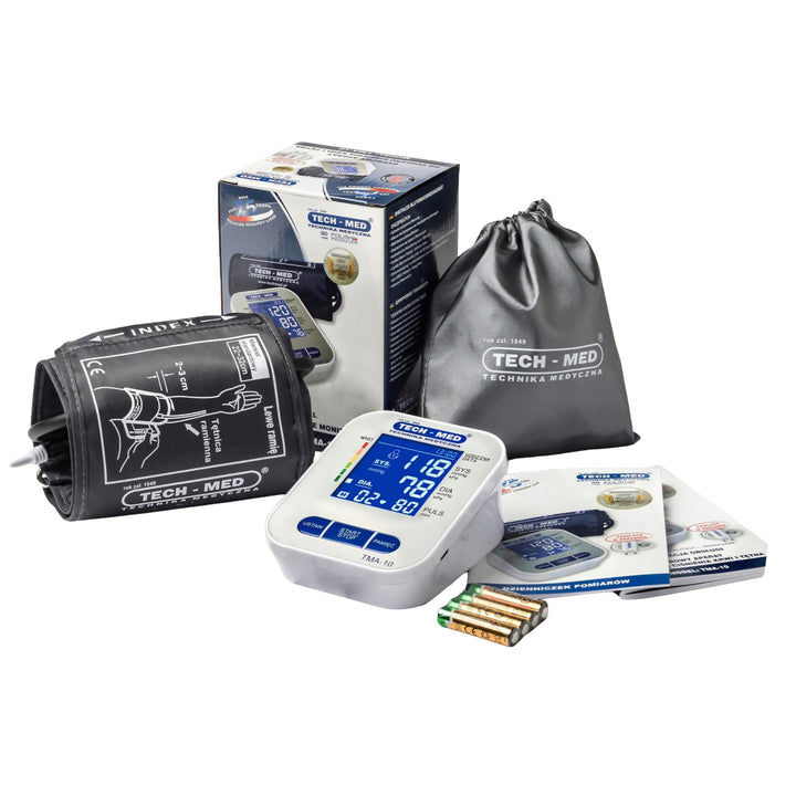 Electronic blood pressure monitor, backlit screen, 22–32 cm cuff, arrhythmia indicator, TMA-10, Tech-Med