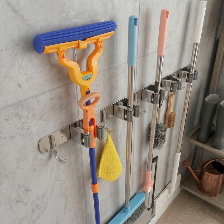 Maclean wall-mounted organizer for garden tools and mops, steel, with hooks, max. load 20 kg, width 60 cm, MC-185, 2 pieces