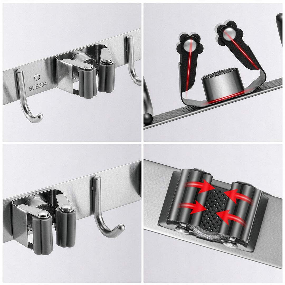 Maclean wall-mounted organizer for garden tools and mops, steel, with hooks, max. load 20 kg, width 60 cm, MC-185, 2 pieces