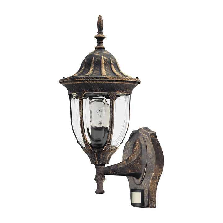Rabalux Wall Sconce, Outdoor, Motion Sensor, IP43, E27, max 60W, Antique Gold, Milano, 2 pieces