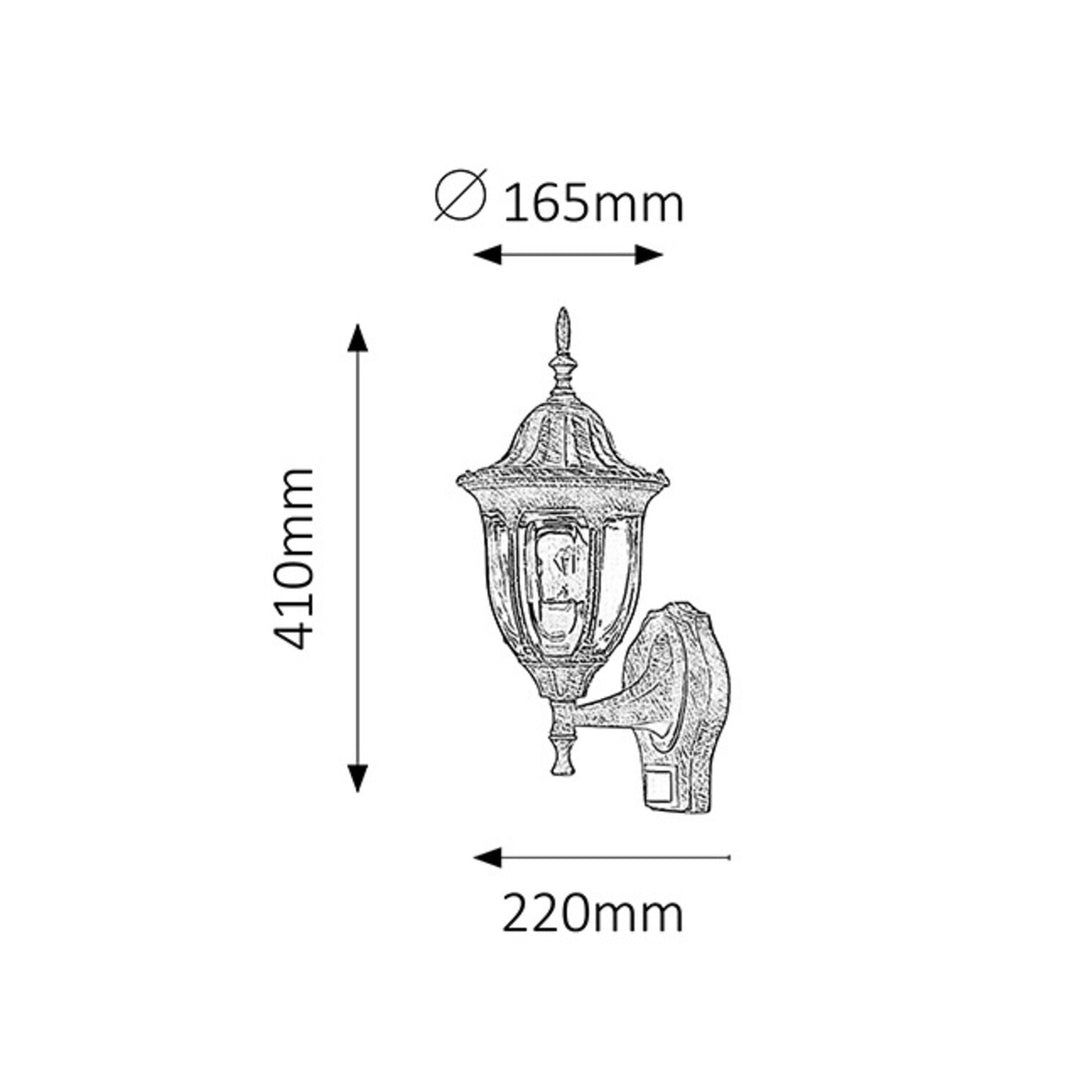 Rabalux Wall Sconce, Outdoor, Motion Sensor, IP43, E27, max 60W, Antique Gold, Milano, 2 pieces