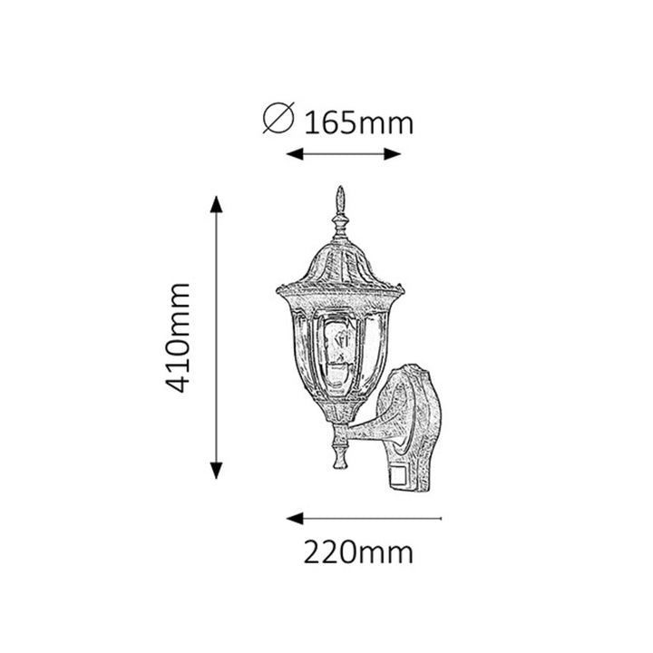 Rabalux Wall Sconce, Outdoor, Motion Sensor, IP43, E27, Max 60W, Antique Gold, Milano, 4 pieces