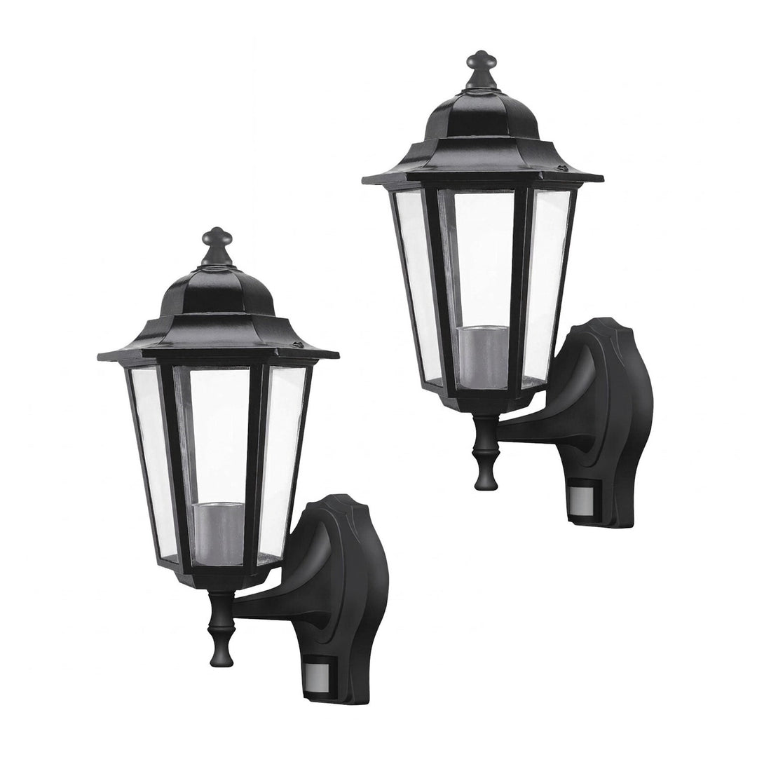 Rabalux Wall Sconce, Outdoor, Motion Sensor, IP43, E27, max 60W, Black, Velence, 2 pieces