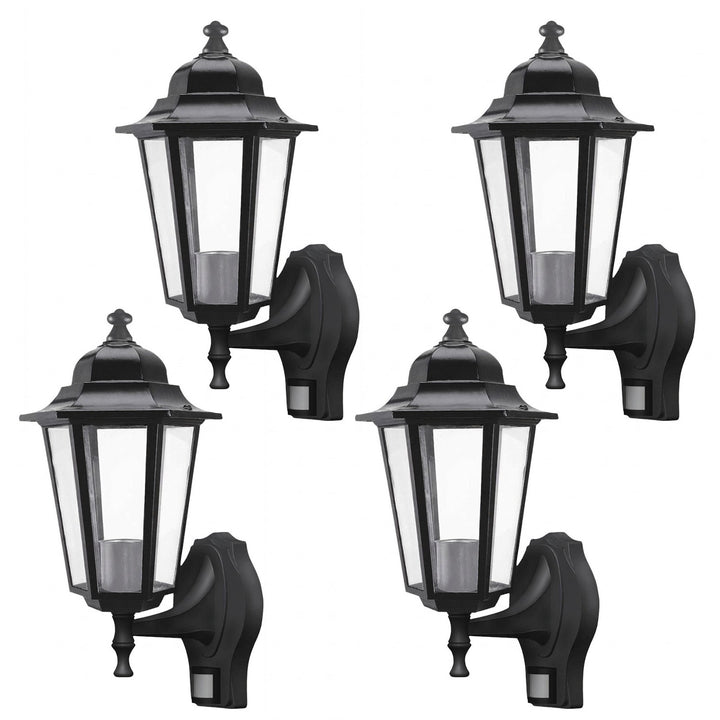Rabalux Wall Sconce, Outdoor, Motion Sensor, IP43, E27, max 60W, Black, Velence, 4 pieces