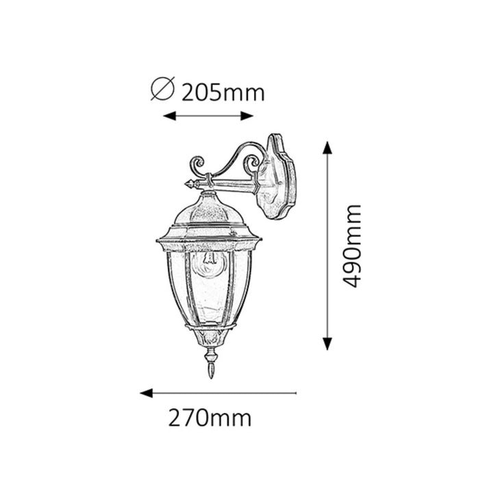 Rabalux Wall Sconce, Outdoor, IP44, E27, max 60W, Antique Gold, Toronto, 4 pieces