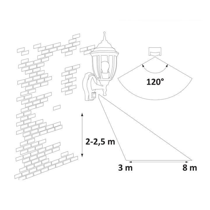 Rabalux Wall Sconce, Outdoor, Motion Sensor, IP43, E27, max 60W, Antique Gold, Nice, 2 pieces