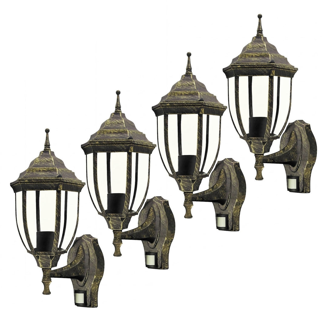 Rabalux Wall Sconce, Outdoor, Motion Sensor, IP43, E27, max 60W, Antique Gold, Nizza, 4 pieces