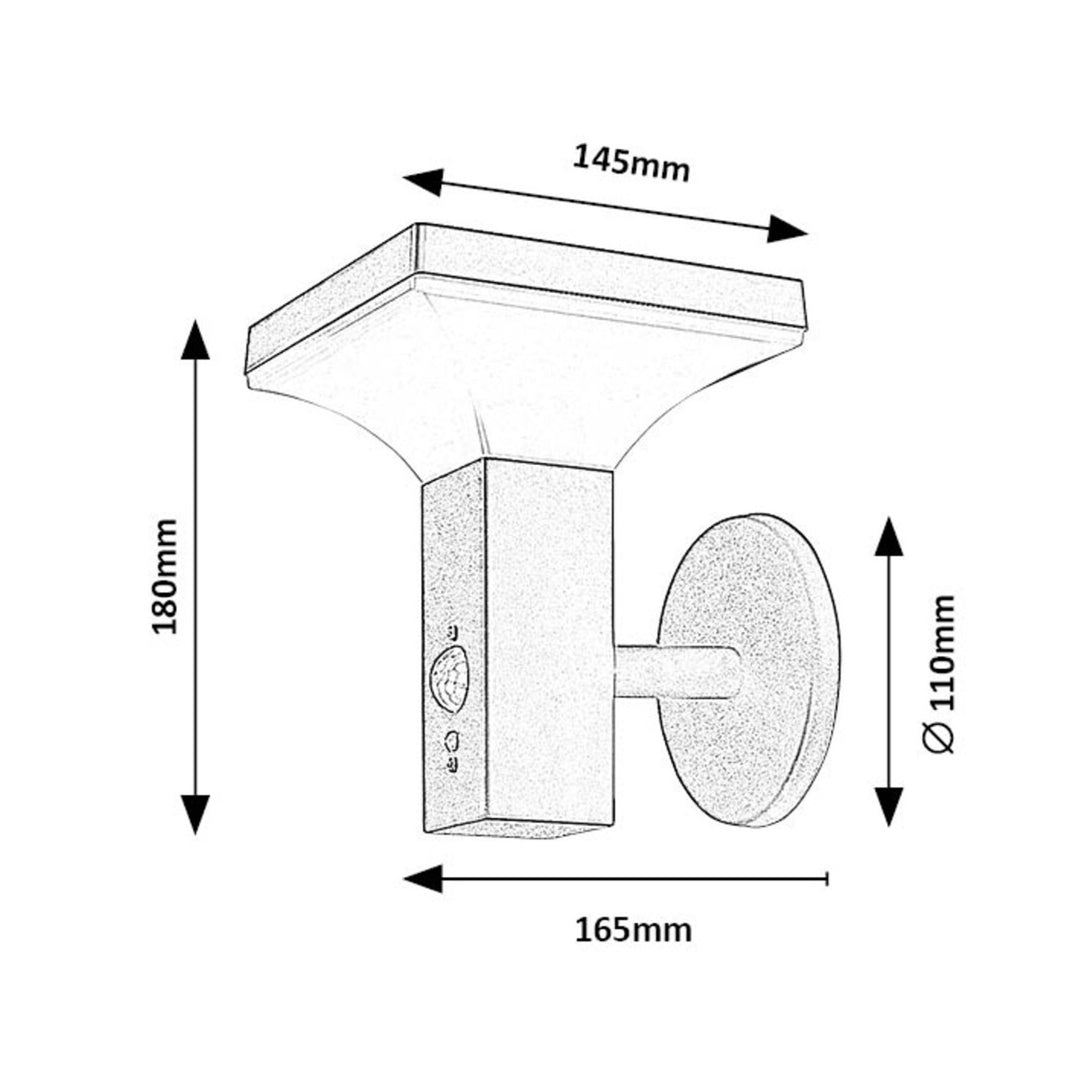 Rabalux Lamp, Wall-Mounted, Outdoor, Solar-Powered, IP44, 4W LED, Geleen, 2 pieces