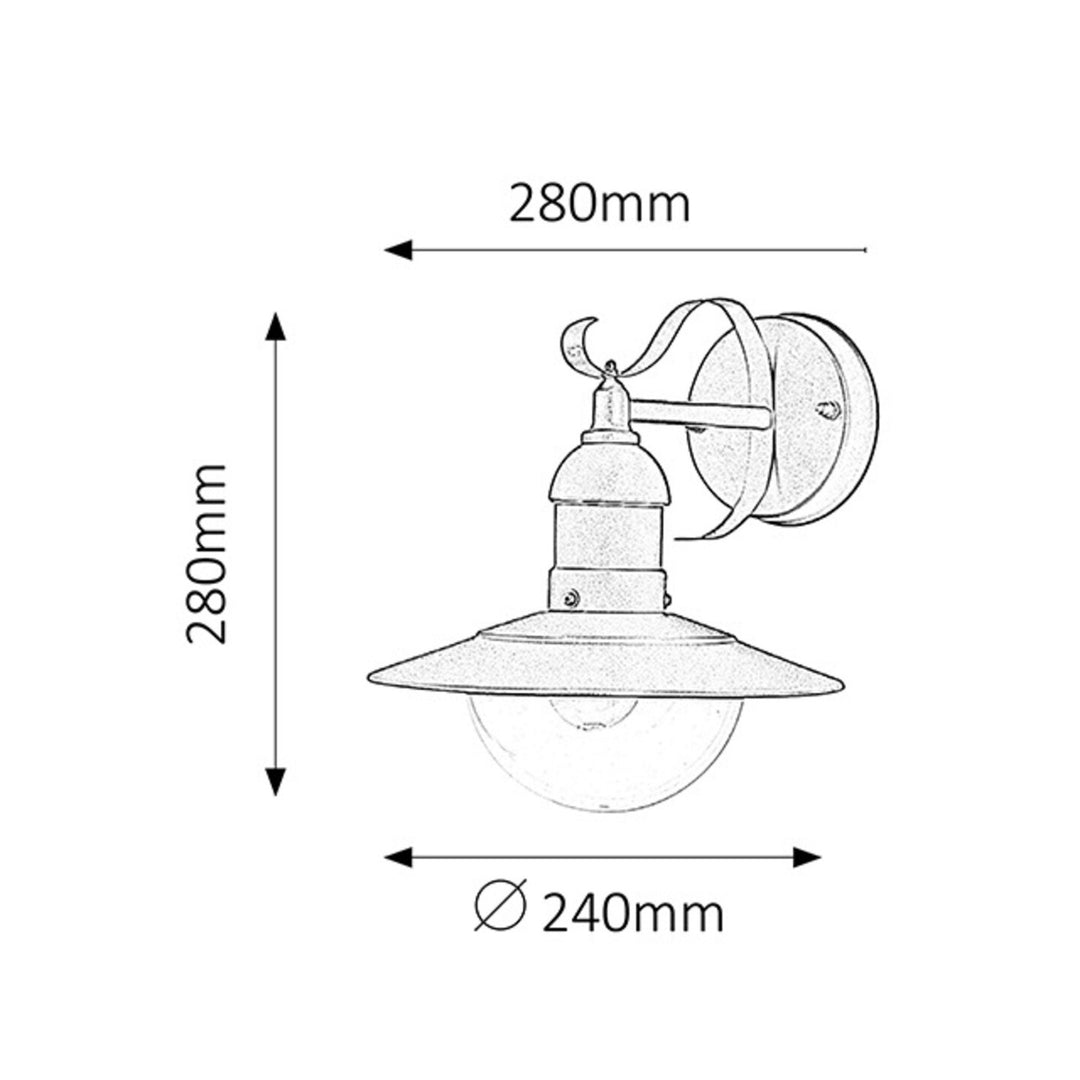 Rabalux Wall Sconce, Outdoor, IP44, E27, max 60W, green, Oslo, 4 pieces