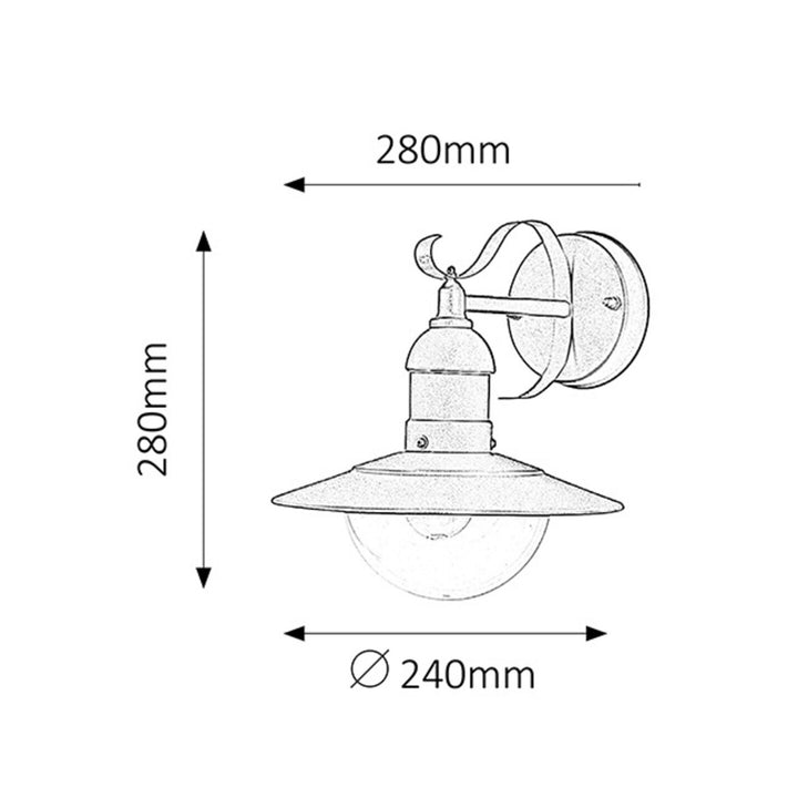 Rabalux Wall Sconce, Outdoor, IP44, E27, max 60W, green, Oslo, 4 pieces