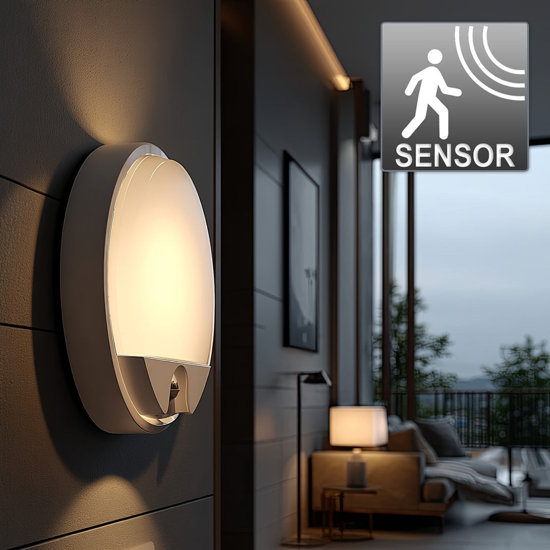 Maclean LED Light with Motion Sensor, PIR Sensor, White, 15W, IP54, 1100 lm, Neutral White, MCE291 W, 2 pieces