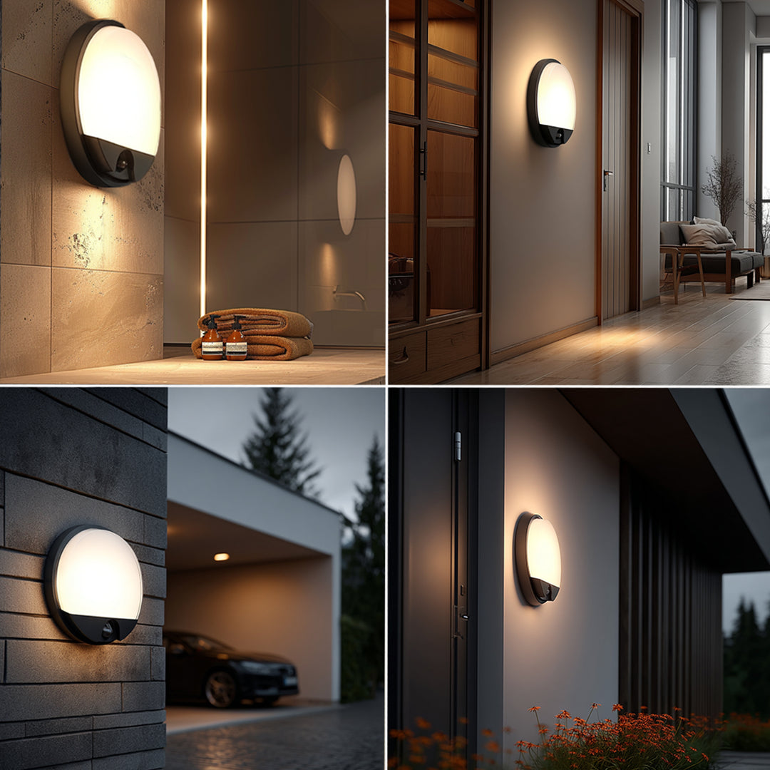 Maclean LED Light with Motion Sensor, PIR Sensor, Gray, 15W, IP54, 1100 lm, Neutral White, MCE291 W, 2 pieces
