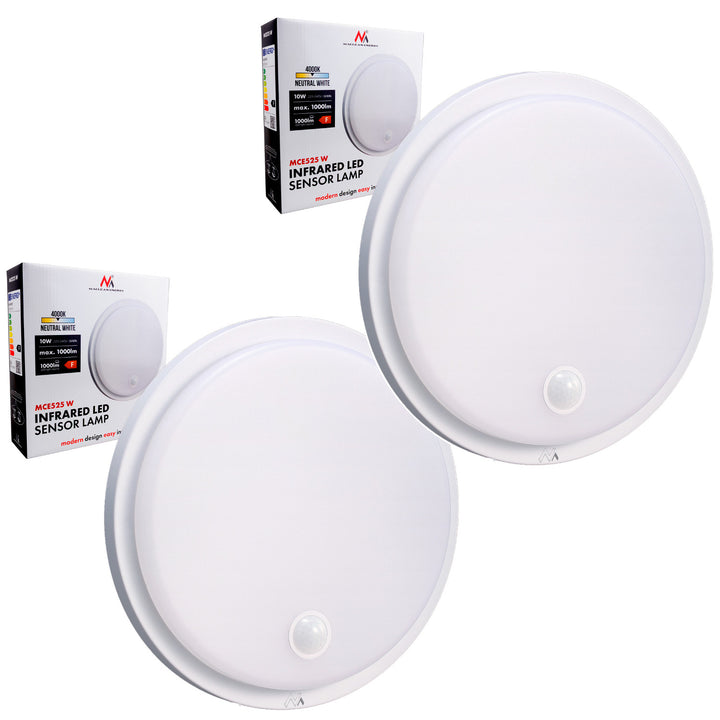 Maclean LED Light with Motion Sensor, PIR Sensor, White, 10W, IP65, 1000 lm, Neutral White, MCE525 W, 2 pieces