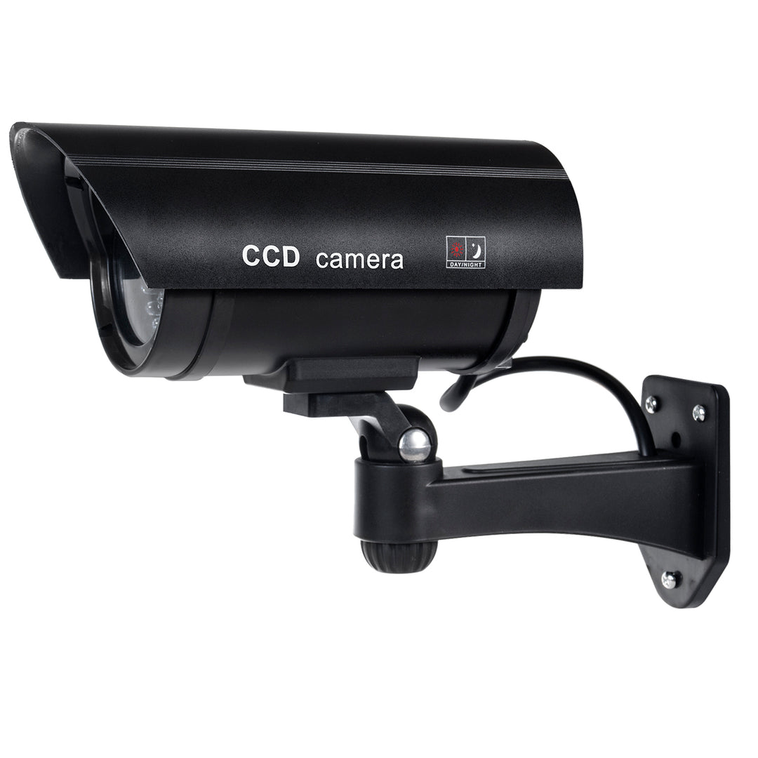 IR1100 B Outdoor Dummy Camera with Flashing LED, Black, 2 pieces + 4 Varta Industrial AA Batteries