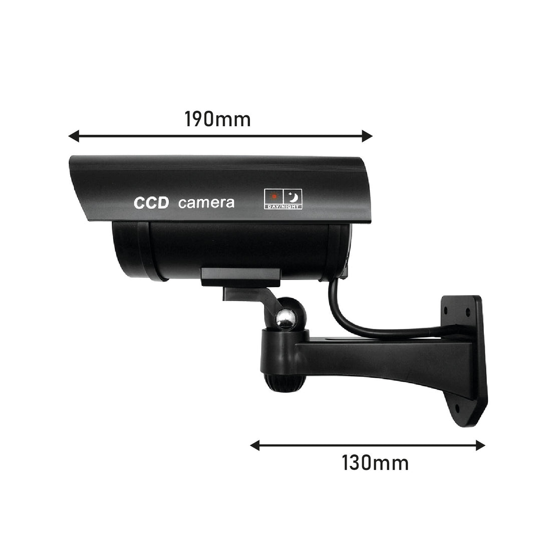 IR1100 B Outdoor Dummy Camera with Flashing LED, Black, 2 pieces + 4 Varta Industrial AA Batteries