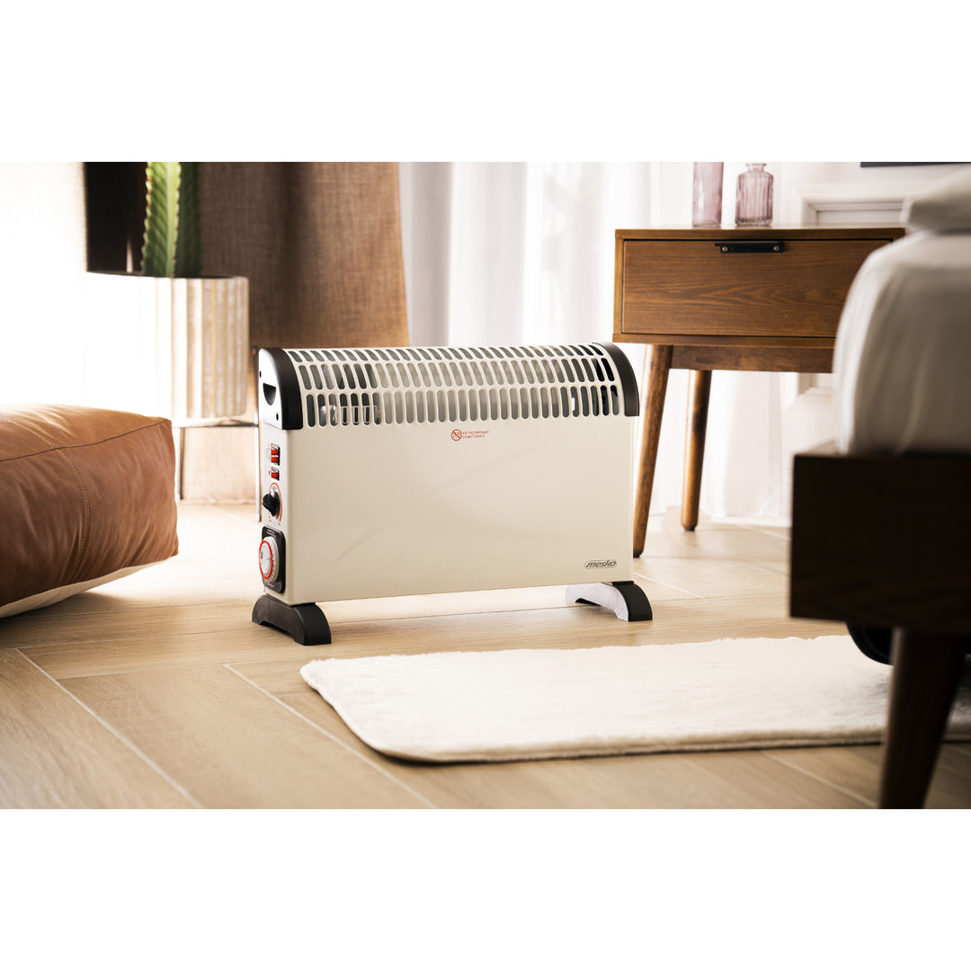 Electric convection heater, thermostat, 2000W, 24-hour timer, white, 150 cm cord, Mesko, MS 7741W