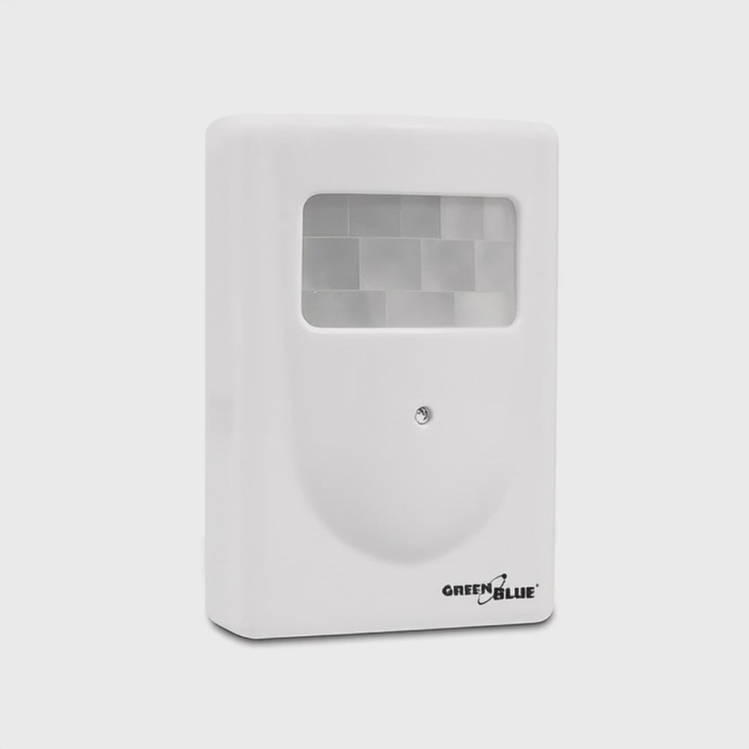 GreenBlue GB3400 PIR Sensor Motion Alarm Wireless Doorbell - 120m Range - 5 Ringtones - LED Indicator - Wireless Security Alert System