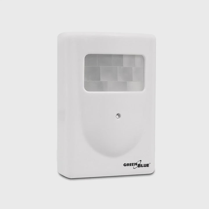 GreenBlue GB3400 PIR Sensor Motion Alarm Wireless Doorbell - 120m Range - 5 Ringtones - LED Indicator - Wireless Security Alert System
