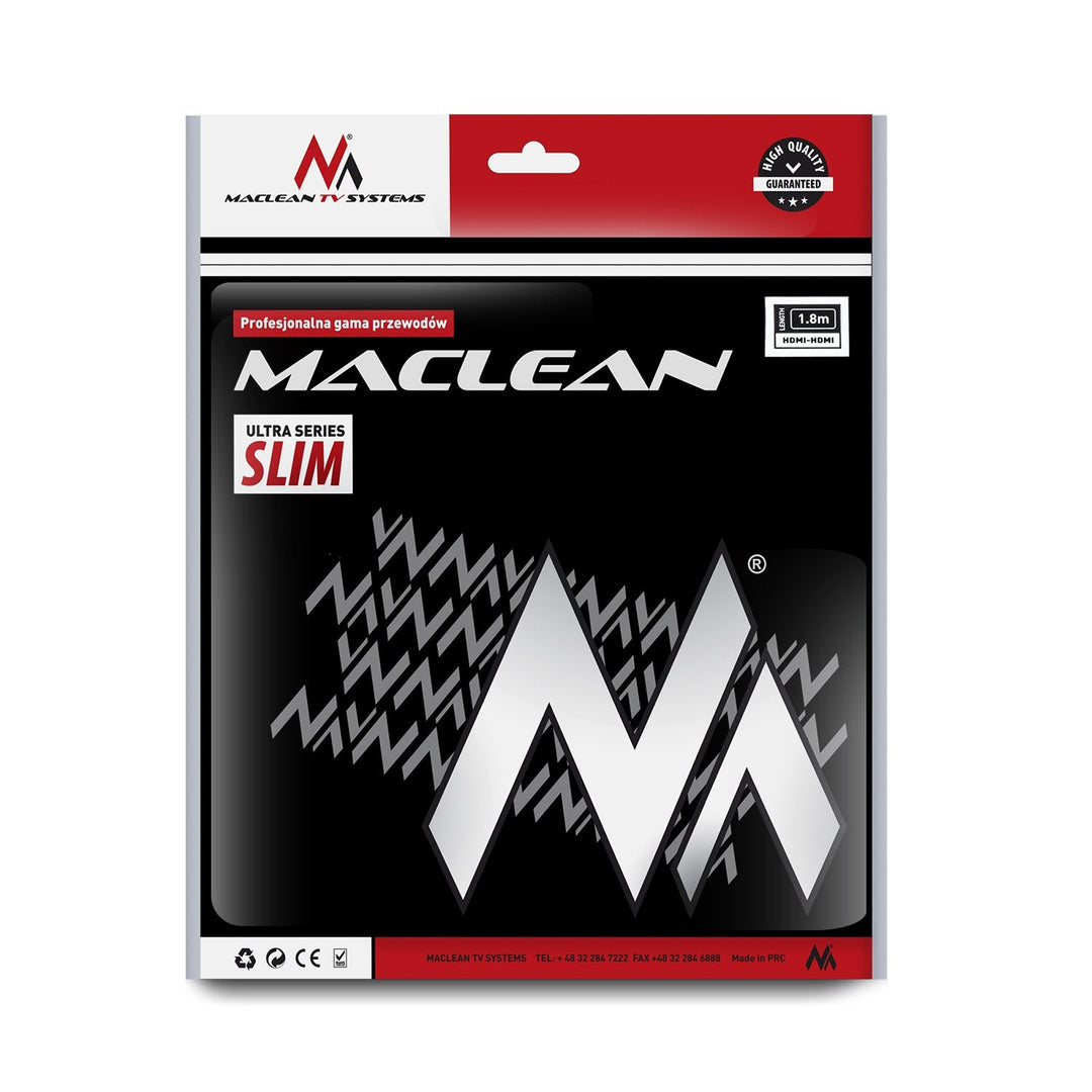 Maclean MCTV-524 Cable HDMI Type A Round High Speed Transmission LCD  LED Screen 1.8m 1.4v