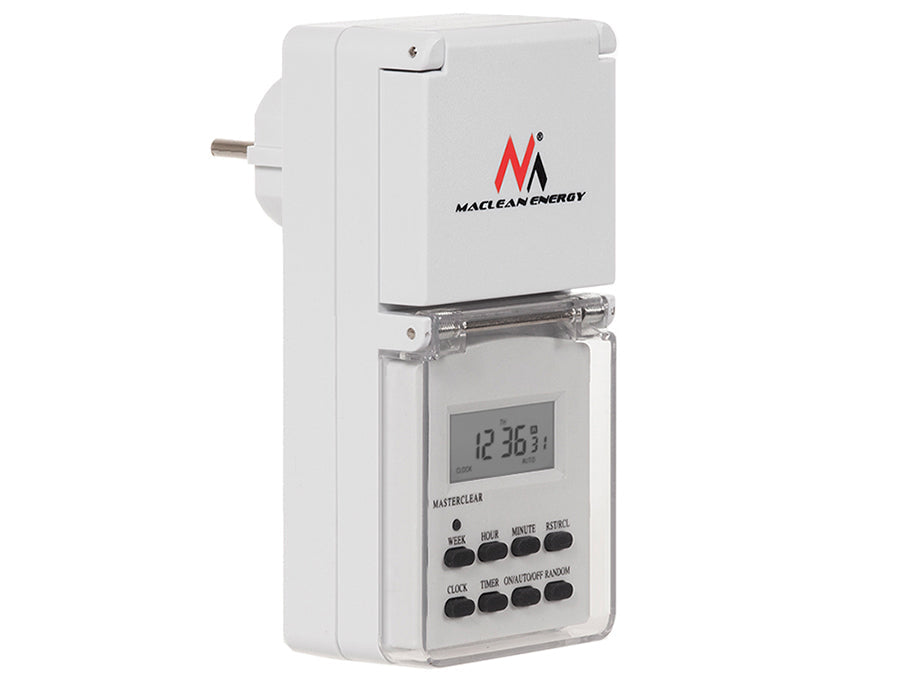 Maclean MCE08 external digital timer, random function, 10 programs, max 156 programs, 3600 W.