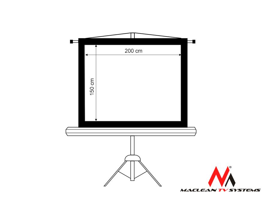 Maclean projection screen, diagonal 100 inches, 200x150 cm, on a stand, 4:3 format, MC-595