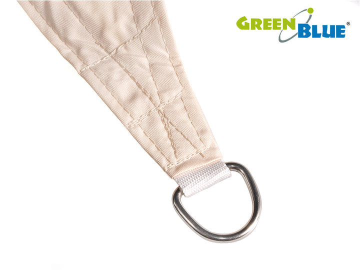 UV polyester garden shade sail 5m triangle GreenBlue GB502 cream.
