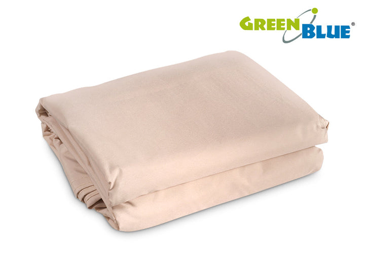 UV polyester garden shade sail 5m triangle GreenBlue GB502 cream.