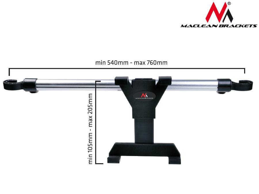 Maclean Brackets MC-657 Universal Headrest Car Tablet Holder, 7" - 10.1", Adjustable 360° Rotation