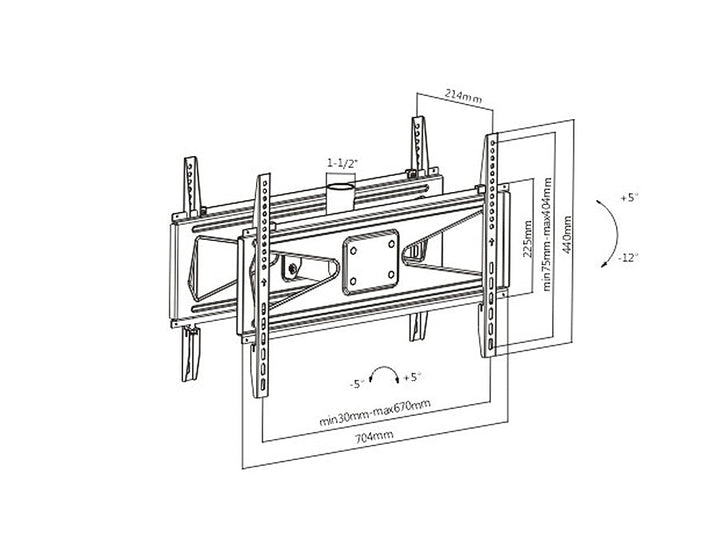 TV Ceiling Mount Bracket for 2 Screen LED LCD 37" - 75" Tilt Rotatable 50kg VESA