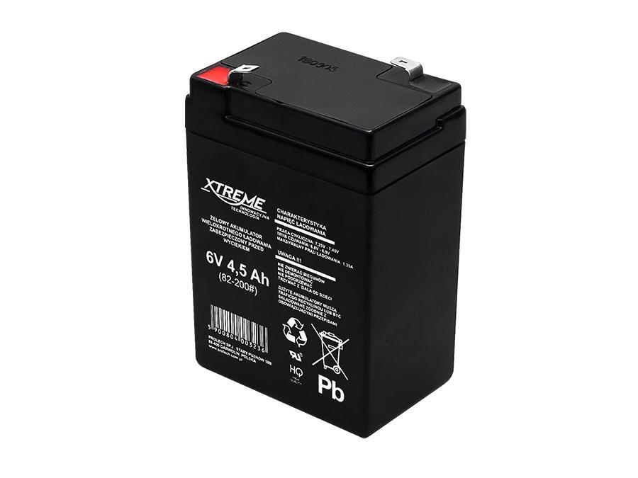 Xtreme 82-200# Gel Battery 6V 4.5Ah Maintenance Free Rechargeable Leak Free Alarm Security UPS Toy
