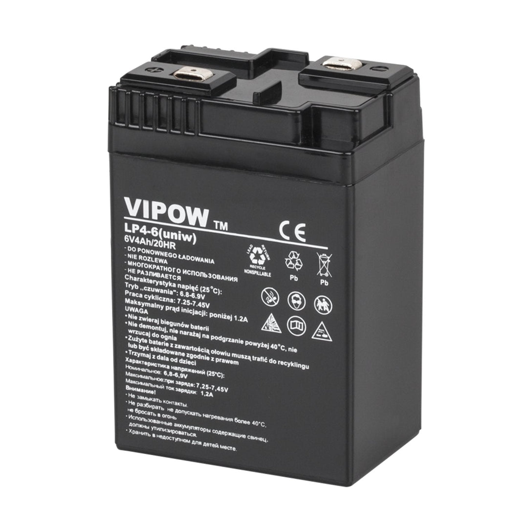 Vipow gel battery, maintenance free, long life, 6V 4Ah, BAT0204