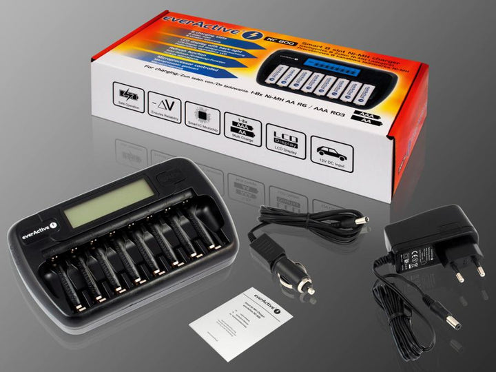 EverActive AAi AAA battery charger, 8 channels, LCD display, NC-800