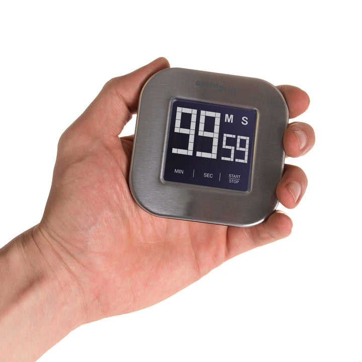 Greenblue GB524 Digital Magnetic Timer- Silver Countdown Stopwatch Magnet Back