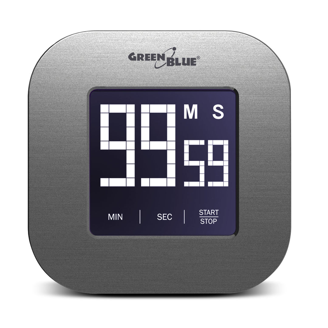 Greenblue GB524 Digital Magnetic Timer- Silver Countdown Stopwatch Magnet Back